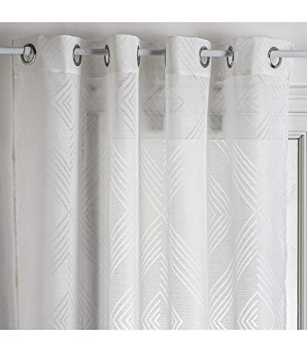 Atmosphera - Voilage Jacquard Blanc Enzo 140 x 260 cm