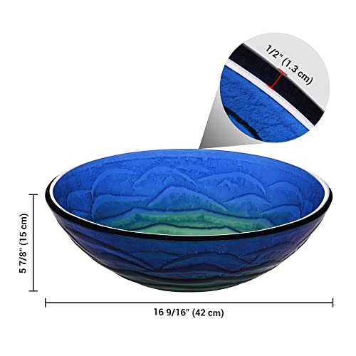 Aquaterior 80GSK009-420RND-0304 16.5 Inch Tempered Glass Round Bathroom Vessel Sink Above Counter Top Mount Vanity Bowl Basin thumb #6