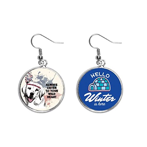 Pendientes de perro con ilustración en acuarela y efecto gota de hielo elegante