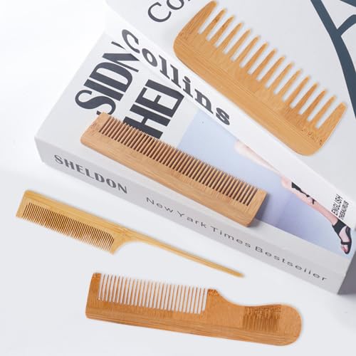 4 Peines de Madera de Bambú para Cabello miniatura 4