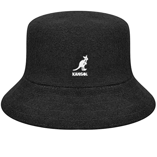 Kangol Kapelusz Tekstylny Bermuda Bucket - przeciwsloneczny plazowy rybaka Lato wiosna-lato - S (54-55 cm) czarny