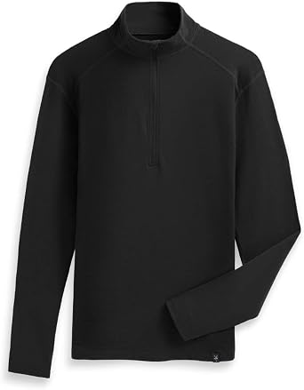 IBEX Mens Merino Woolies Tech Long Sleeve 1/4 Zip, Black, Small