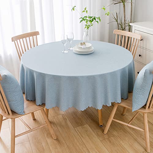Image of Jeloris Round Waterproof Tablecloth Spill-Proof and Stain Resistant Table Cloth Wrinkle Free Washable Decorative Fabric Table Cover for Kitchen, Dining, Parties, Buffet, Wedding(55 inch, Light Blue)