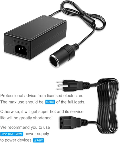 Image of AC to DC Converter 12V 6A 60W - 110-220V to 12V Car Cigarette Lighter Socket Power Adapter for Car Vacuum Cleaner, Fan, Air Purifier, MP3 Players, and Car Devices - Black