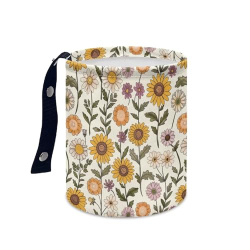 Image of Car Trash Can - Sunflower Floral,Portable,Collapsible Back Seat, Front Console, Floor, or Hanging Headrest Waste Basket