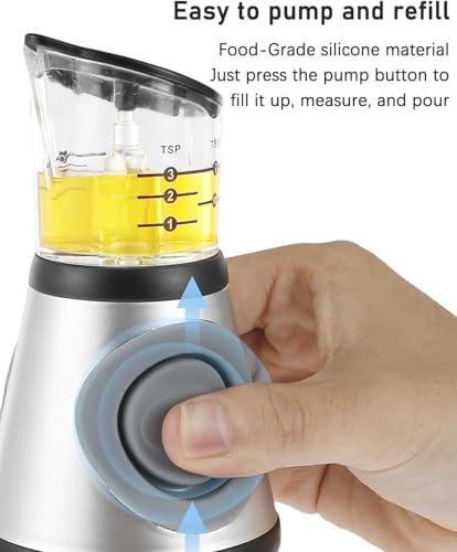 Image of ESPERO Oil Dispenser Bottle, 17oz Olive Oil Dispenser Oil Sprayer, Clear Glass Refillable Oil and Vinegar Dispenser Bottle with Measuring Scale Pump for Kitchen, Cooking, Salads, Baking Frying