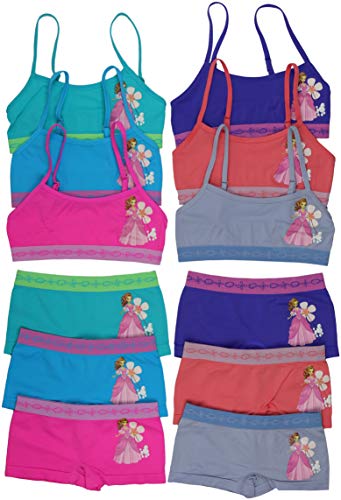 Image of ToBeInStyle Girl Pack of 6 Set Spaghetti Strap Training Bras & Boyshorts Bikinis
