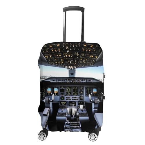 Airplane Cockpit Elastic Luggage Cover Suitcase Protector for 19-32 Inch Suitcases | Universal Stretchable Travel Bag Cover | Anti-Scratch, Washable with Zipper Closure M