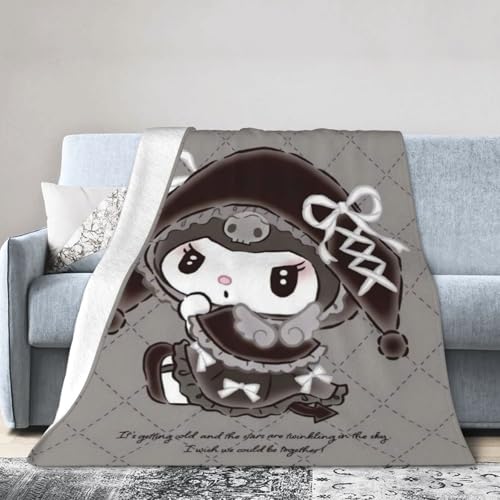 クロミ ちゃん ブランケット 毛布 ひざ掛け フランネル毛布 マイクロファイバー ふわふわ 軽量 暖かい 四季適用 洗える 薄手 オフィス 旅行 出張 車内 キャンプ 冷房対策 75×100cm