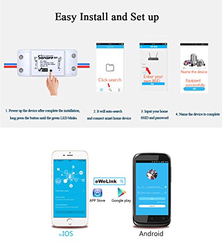 Sonoff Basic Smart Remote Control Wifi Switch Compatible with Alexa DIY Your Home via Iphone Android App (Sonoff 4Pack)