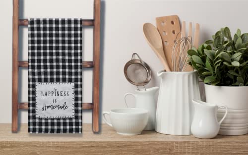 18Th Street Gifts Buffalo Plaid Kitchen Towels - Farmhouse Decor Black And White Gingham Dish Towel Set - Black And White Hand Towels For Kitchen Or Bathroom #TOP2