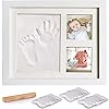 AMAYGA Babyhouten fotolijst met gipsafdruk, hand en voet gipsafdruk, set afdrukset voetafdrukgeschenken voor baby’s…