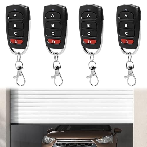 Huybaa 4 Piezas mando garaje universal,mando de garaje universal 433Mhz,mando para puertas de garaje(negros y rojos)