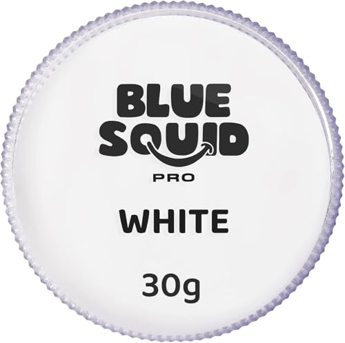 Blue Squid Face Paint Water Based Single Cake Professional Face Paint & Body Paint - Water Activated, Kids Adults Face Painting for Costume, Halloween Makeup, Cosplay - Classic White Face Paint 30g
