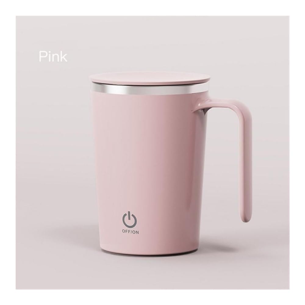 Filiżanki do kawy Automatyczny kubek do mieszania, szczelny kubek do kawy, obrotowy kubek(Pink)