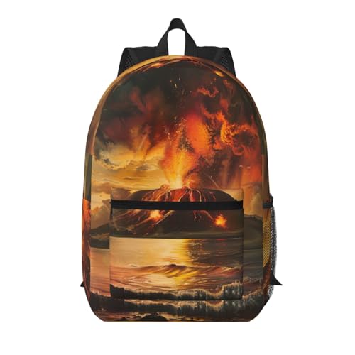 Sac à la mode multi-poches 43,2 cm imprimé volcano noir blanc