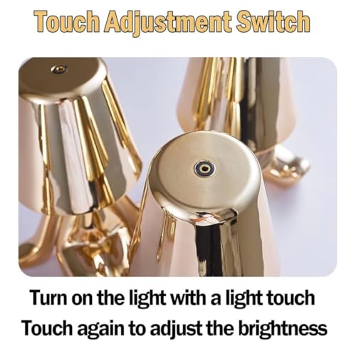 Image of Statue Electroplated LED Table Lamp, Gold Metallic Finish, Touch Control, USB Rechargeable, 3 Colour LED, Dimmer Option, Home, Living Room, Study & Office Desks (Standing)
