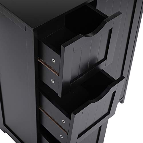 Iwell Bathroom Cabinet, Floor Storage Cabinet With 1 Cupboard & 3 Drawers, Freestanding Entryway Medical Cabinet For Bathroom, Living Room, Black #TOP3