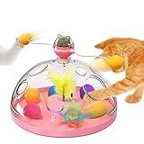 KEAGAN Interaktives Katzenspielzeug, katzenspielzeug Set，intelligentes Katzenspielzeug, Federspielzeug für Katzen， Spinning Cat Stick und Catnip Ball (Rosa)