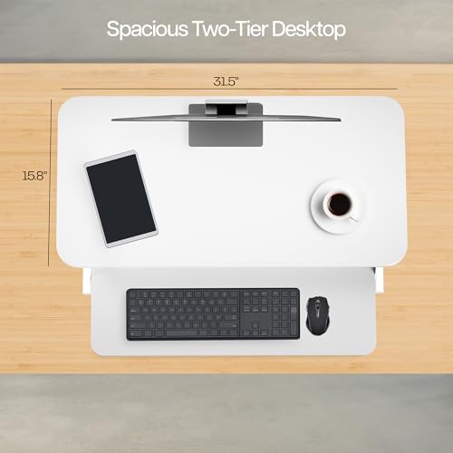 Image of VIVO White 32 inch Standing Desk Riser, DESK-V000SW