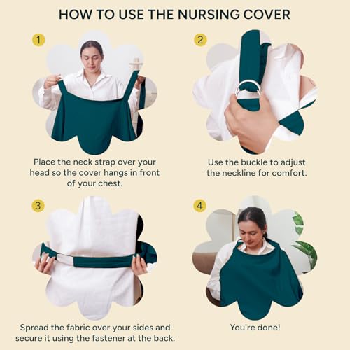 Image of Nintara Baby Muslin Nursing Cover - 100% Organic GOTS Cotton, Adjustable Neck Strap, Breathable Lightweight Breastfeeding Cover, Travel-Friendly, Baby Shower Gift