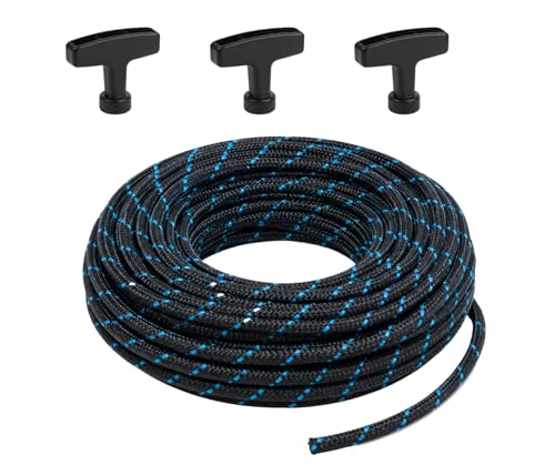 9/64(3.5mm)Pull Cord Rope 30FT Replacement Starter Rope with 3 Handles