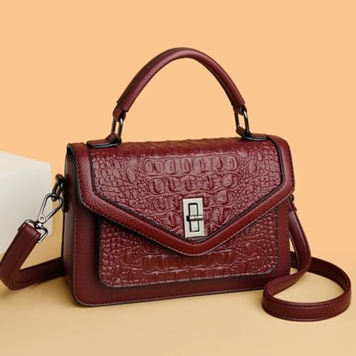 Image of Women Vegan Leather Evening Handbag Crocodile Pattern Handle Clutch Purse Cross Body Envelope Bag