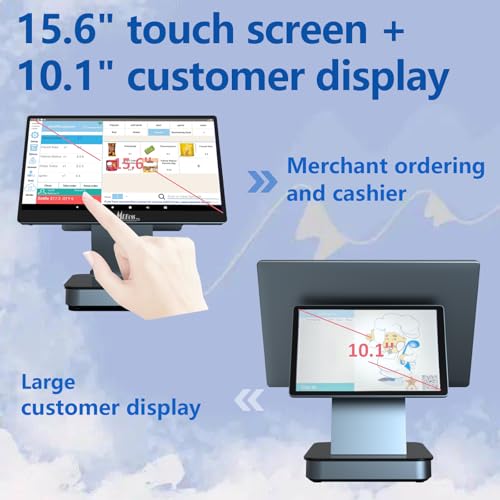 Image of 15.6 inch Android HD Dual Touch Screen POS Cash Register Lifetime Software Multiple Connections Point of Sale System for Small Business Retail Restaurant Supermarket Coffee Shop Grocery Store POS Terminal