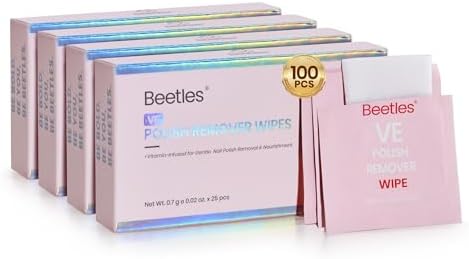 Beetles Nail Polish Remover Wipes - Non-Acetone, 100 Pack