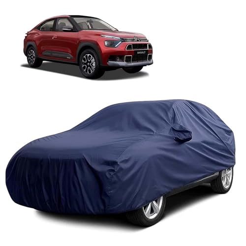 Image of Sulfar 100% Water Resistant Car Body Cover Compatible with Mirror for CITROEN Basalt (Triple Stitched, Full Bottom Elastic, Navy Blue)