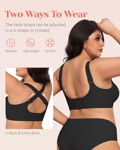 Image of Gailife Jelly Bras for Women No Underwire Minimizer Bra Wireless Supportive Full Coverage Plus Size Bra Seamless Tshirt