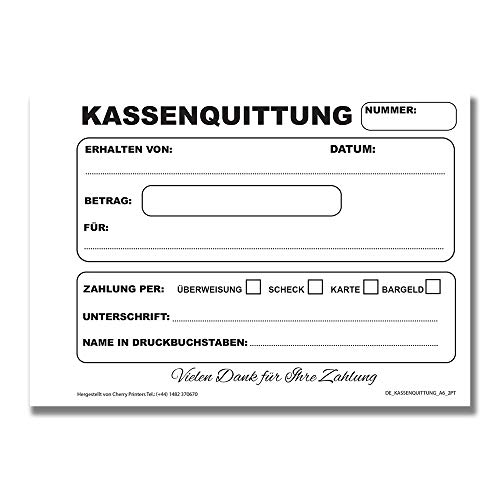 Cherry Quittungsblock A6, Selbstdurchschreibend, 2x50 Blatt