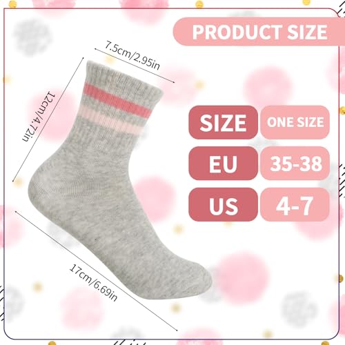 Utensilsto 6 Paar Socken Mädchen 33-36 Tennissocken Sportsocken Baumwolle Crew Socken mit Retro Streifen Herzen Kindersocken für Mädchen und Jungen