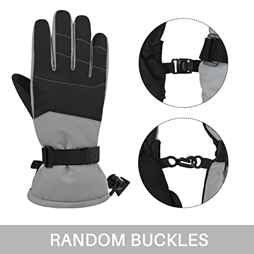 Kids Gloves For Winter Waterproof Boys Snow Ski Gloves Toddler Boys Girls Warm Gloves Snow Mittens Black L #TOP4