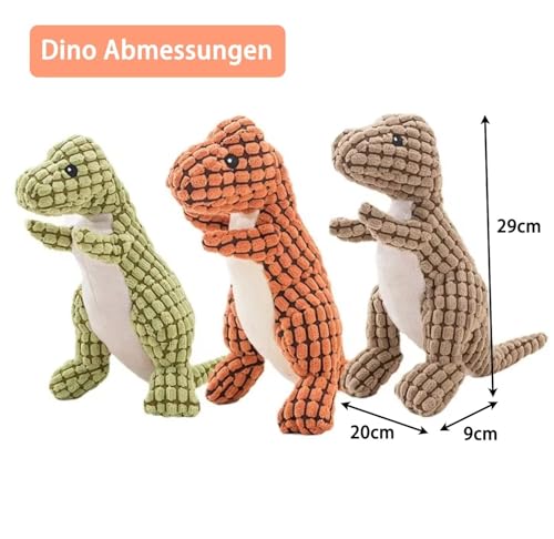 Edumov Hundespielzeug Quietschend, Waschbares Kauspielzeug Hund Unzerstörbar, Robustes Kuscheltier für Welpen und Kleine Hunde, Lustig Dog Toy Dino-Hundespielzeug Weihnachten