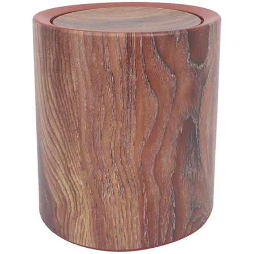Caneca de Basura Mediana con Tapa de Diseño Madera Happyyami