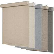 Persilux Blackout Roller Shades for Windows,Cordless,Linen Fabric,Roller Blinds,Thermal Insulated Fabric UV Protection,Window Shades for Home,Office,Bedroom,Door,Blackout-Beige,54" W X 56" H