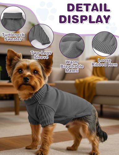 Image of Dog Sweaters for Small Medium Large Dog, Classic Turtleneck Pet Clothes Warm Thermal Doggy Winter Coat, Thick Double Knitting Collar Pullover Cold Weather Puppy Jacket for Indoor & Outdoor Wear