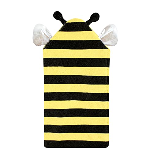 Image of Hudson Baby Unisex Baby Cotton Poly Animal Face Hooded Towel, Yellow Bee, One Size