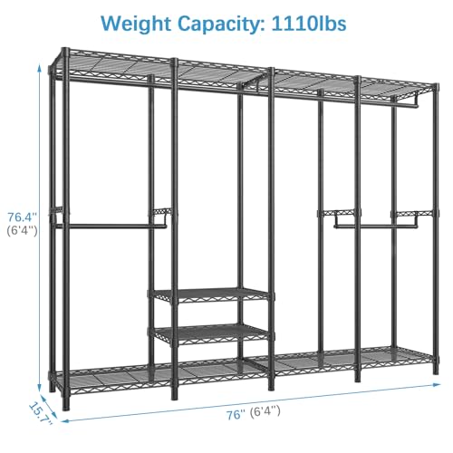 VIPEK V40 Wire Garment Rack Heavy Duty Clothes Rack for Hanging Clothes, Multi-Functional Bedroom Clothing Rack Freestanding Closet Wardrobe Rack, Max Load 1110lbs, Black
