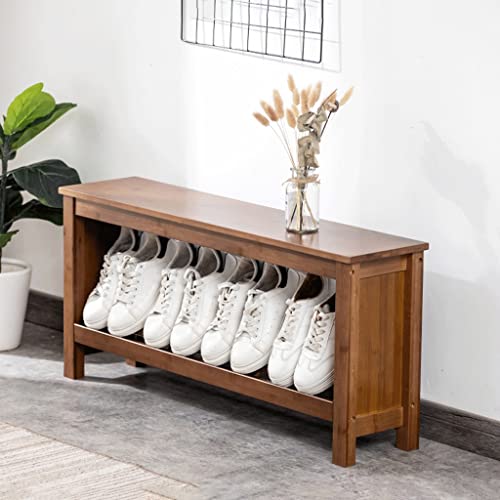 Banc à chaussures en bambou multi-couches avec tabouret de rangement pour couloir