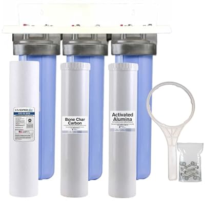 AFWFilters 20-inch 3 Stage High Flow Whole House Activated Alumina and Bone Char Carbon Water Filter for Fluoride, Radioactive Isotopes, Arsenic, Chlorine, Chemicals, Odors and more