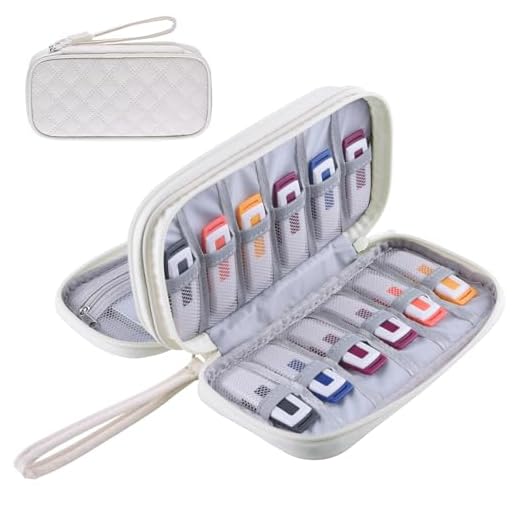 Weemia USB Flash Drive Case, Portable Storage Bag for Samsung/Sandisk/Jump Drive/Thumb Drive/Memory Stick/SD Card/Cable, etc, with 18 Slots (White Beige)