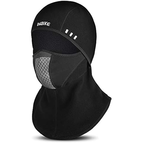 INBIKE Balaclava Ski Cycling Face Mask Cap Bike Head Ear Warm Neck Warmer Winter for Men Motorbike Thermal Earmuffs Helmet Liner Protection Black Cover