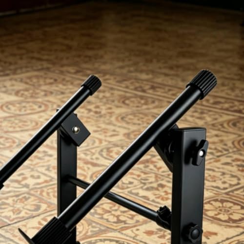 Image of HEAVENGLOW Adjustable X Shaped Keyboard Stand Foldable Double Tier Keyboard Stand Heavy Duty for Stage, Studio | Music Stands | Equipment