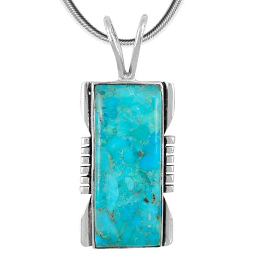 Turquoise Pendant Necklace Sterling Silver 925 (Sterling Silver Pendant with 20