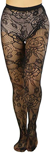 Image of ToBeInStyle Women's Elegant Floral Lace Inspired Spandex Net Full Length Tights