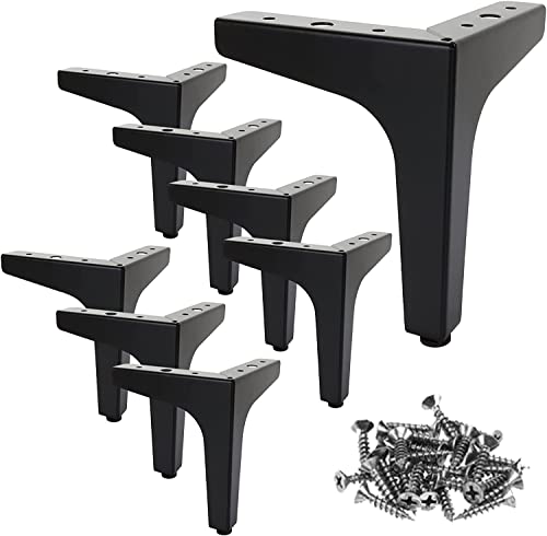 GOYADA 8 Stück Möbelfüße Schwarz Metall, 13 cm Möbelfüße Schwarz, Dreieckigen Möbelfüßen, Möbelfüße Metall Belastbar Bis 800 kg mit 40 Schrauben für Sofa, TV-Möbel, Schrank, Schwarz Cover