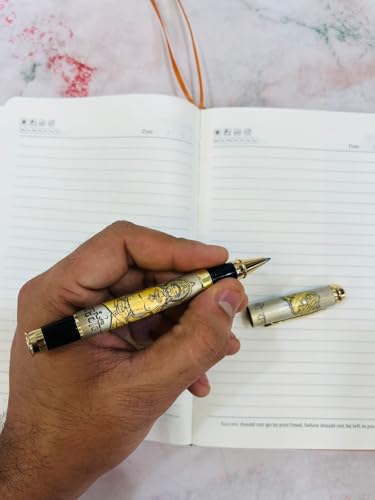 Image of Customised Lord Bajrangbali Etched Pen - Premium Brass Roller Pen with Hanuman Engraving & Divine Jay Shree Ram Inscription