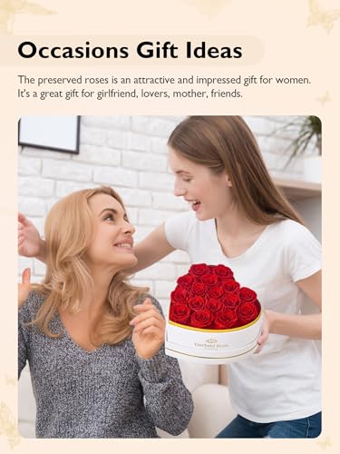 Eterfield 16 Forever Flowers in Heart Shape Box, Preserved Roses That Last a Year Preserved Flowers Birthday Gifts for Her Mom Women Wife Anniversary Valentines Day Mothers Day Christmas, Red - Image 4